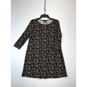 MNG Dress Women’s Size 6 Black Floral Long Sleeve Polyester Blend